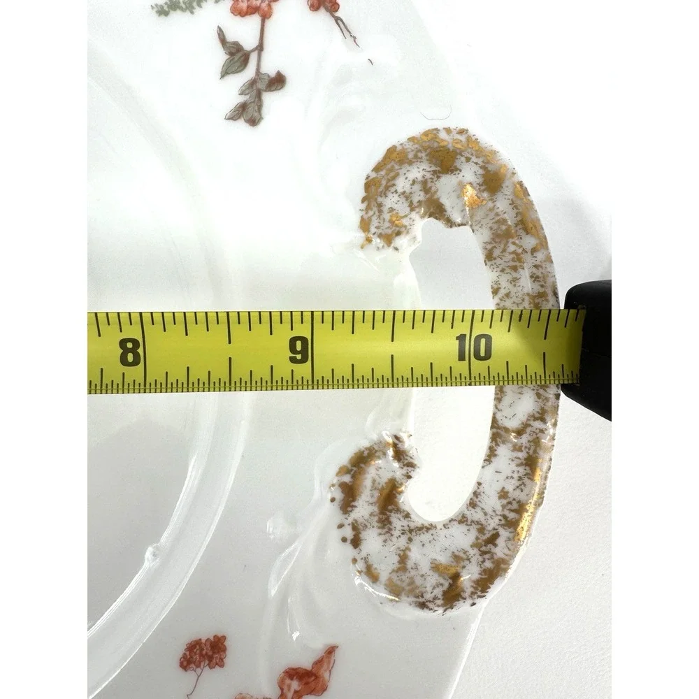 Jean Pouyat Limoges France Hand-Painted Floral Porcelain‎ Cake Platter Handles